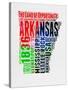 Arkansas Watercolor Word Cloud-NaxArt-Stretched Canvas