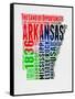 Arkansas Watercolor Word Cloud-NaxArt-Framed Stretched Canvas