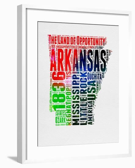 Arkansas Watercolor Word Cloud-NaxArt-Framed Art Print