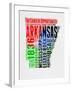 Arkansas Watercolor Word Cloud-NaxArt-Framed Art Print