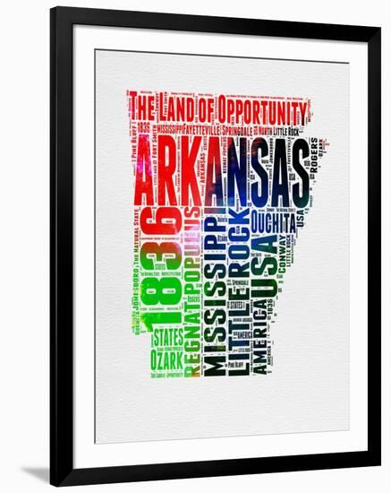 Arkansas Watercolor Word Cloud-NaxArt-Framed Art Print