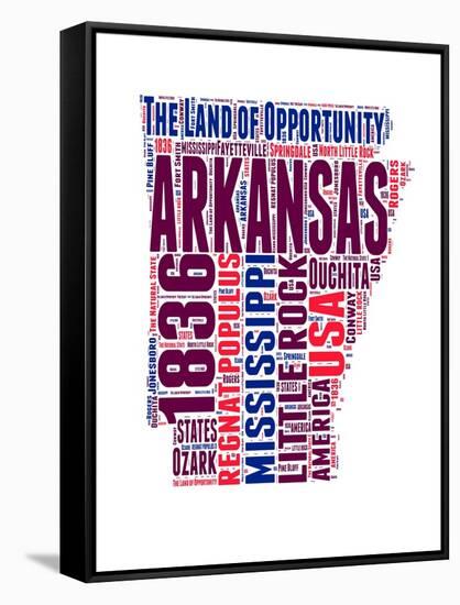 Arkansas Word Cloud Map-NaxArt-Framed Stretched Canvas