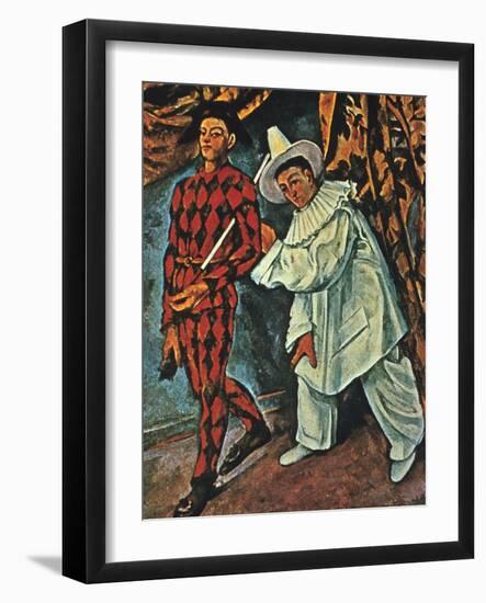 Arlequin Et Pierrot, 1888-Paul Cézanne-Framed Giclee Print