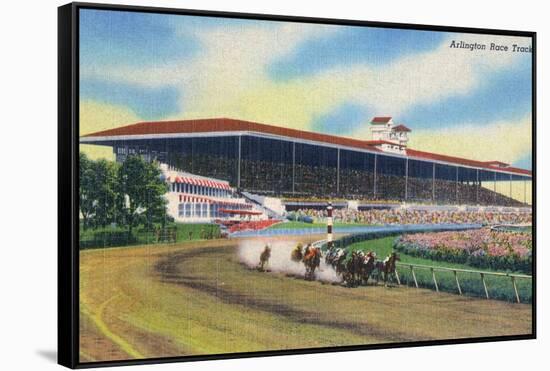 Arlington Heights, Illinois - Horse Race at Arlington Race Track-Lantern Press-Framed Stretched Canvas