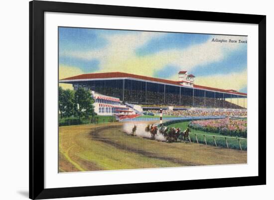 Arlington Heights, Illinois - Horse Race at Arlington Race Track-Lantern Press-Framed Art Print