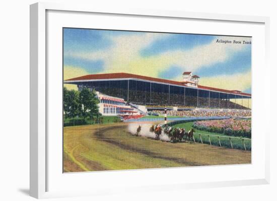 Arlington Heights, Illinois - Horse Race at Arlington Race Track-Lantern Press-Framed Art Print