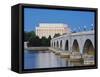 Arlington Memorial Bridge and Lincoln Memorial in Washington, DC-Rudy Sulgan-Framed Stretched Canvas