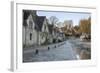 Arlington Row Cotswold Stone Cottages on Frosty Morning, Bibury, Cotswolds-Stuart Black-Framed Photographic Print