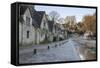 Arlington Row Cotswold Stone Cottages on Frosty Morning, Bibury, Cotswolds-Stuart Black-Framed Stretched Canvas