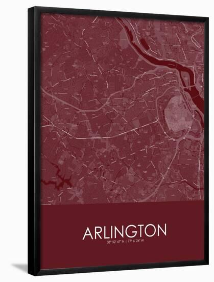 Arlington, United States of America Red Map-null-Framed Poster