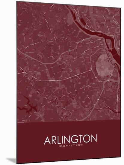 Arlington, United States of America Red Map-null-Mounted Poster