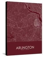 Arlington, United States of America Red Map-null-Stretched Canvas