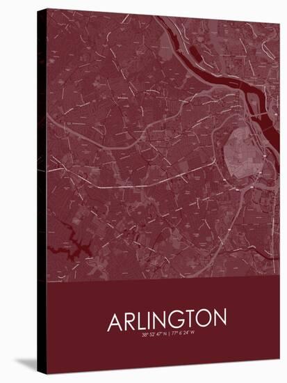 Arlington, United States of America Red Map-null-Stretched Canvas