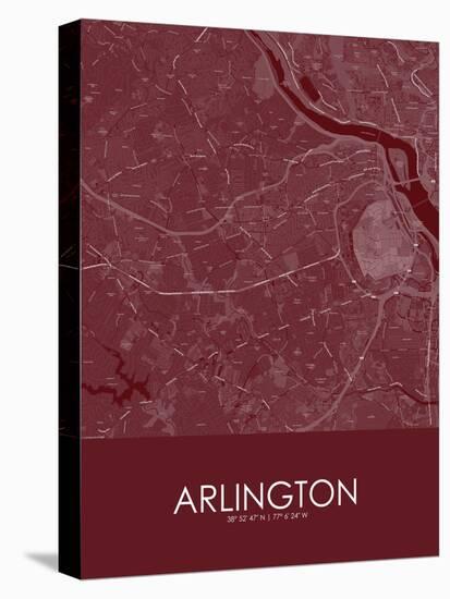 Arlington, United States of America Red Map-null-Stretched Canvas