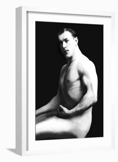 Arm Curl from Seated Pose-null-Framed Art Print