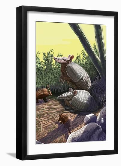 Armadillo Family-Lantern Press-Framed Art Print