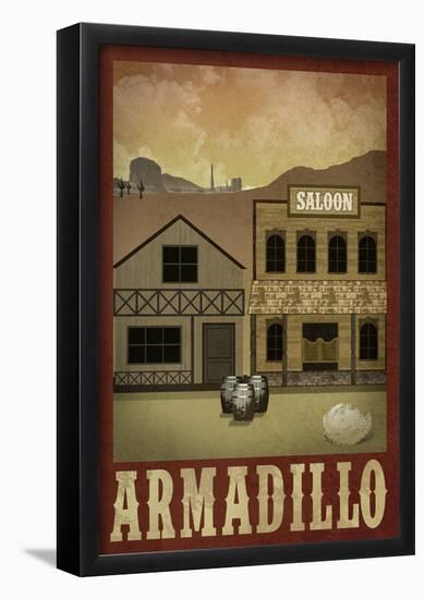 Armadillo Retro Travel Poster-null-Framed Poster