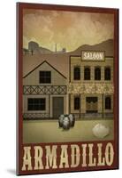 Armadillo Retro Travel Poster-null-Mounted Poster