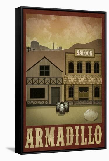 Armadillo Retro Travel Poster-null-Framed Stretched Canvas