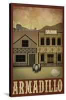 Armadillo Retro Travel Poster-null-Stretched Canvas