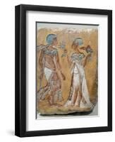 Armana Style Relief of a Royal Couple-null-Framed Premium Photographic Print