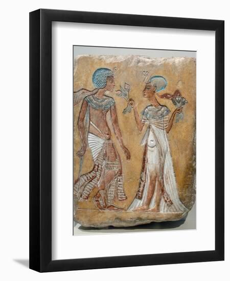 Armana Style Relief of a Royal Couple-null-Framed Premium Photographic Print