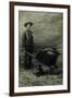 Armed Miner, Wheelbarrow & His Dog-null-Framed Art Print