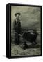 Armed Miner, Wheelbarrow & His Dog-null-Framed Stretched Canvas
