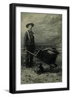 Armed Miner, Wheelbarrow & His Dog-null-Framed Art Print