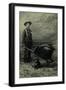 Armed Miner, Wheelbarrow & His Dog-null-Framed Art Print