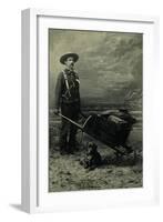 Armed Miner, Wheelbarrow & His Dog-null-Framed Art Print