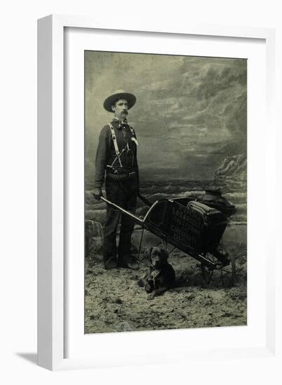 Armed Miner, Wheelbarrow & His Dog-null-Framed Art Print