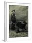 Armed Miner, Wheelbarrow & His Dog-null-Framed Art Print