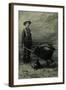 Armed Miner, Wheelbarrow & His Dog-null-Framed Art Print