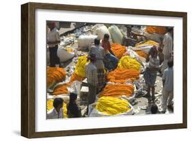 Armenia Ghat Flower Market, Kolkata (Calcutta), West Bengal, India, Asia-Tony Waltham-Framed Photographic Print