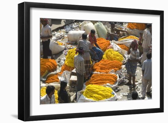 Armenia Ghat Flower Market, Kolkata (Calcutta), West Bengal, India, Asia-Tony Waltham-Framed Photographic Print