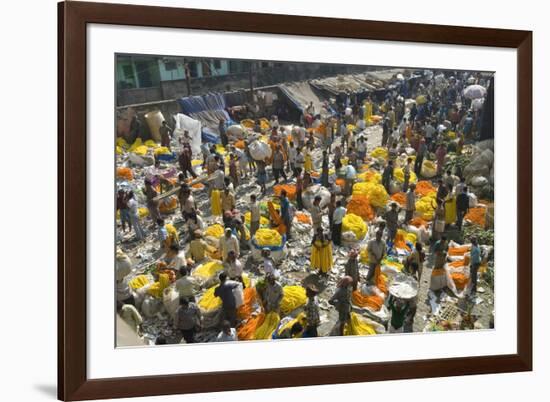 Armenia Ghat Flower Market, Kolkata (Calcutta), West Bengal, India, Asia-Tony Waltham-Framed Photographic Print