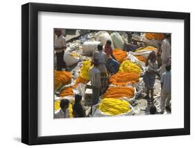 Armenia Ghat Flower Market, Kolkata (Calcutta), West Bengal, India, Asia-Tony Waltham-Framed Photographic Print