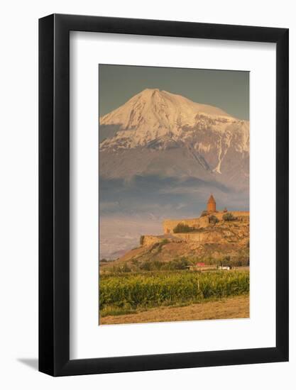 Armenia, Khor Virap. Khor Virap Monastery, 6th century, with Mt. Ararat.-Walter Bibikow-Framed Photographic Print