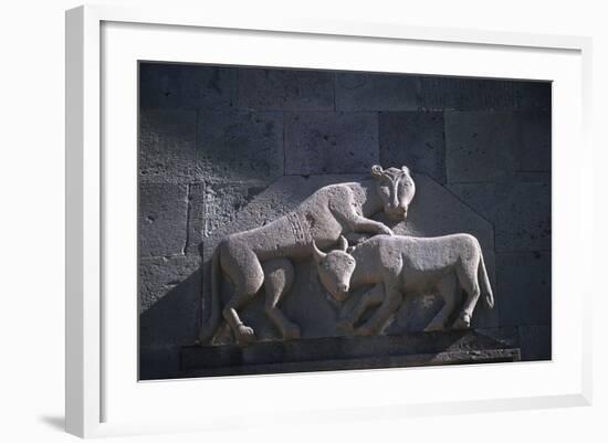 Armenia, Kotayk, Geghard, Animal Sculpture at Geghard Monastery-null-Framed Giclee Print