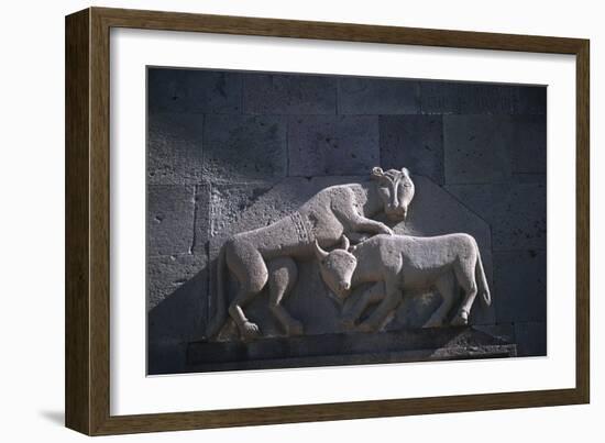 Armenia, Kotayk, Geghard, Animal Sculpture at Geghard Monastery-null-Framed Giclee Print