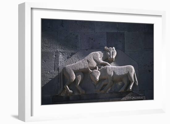 Armenia, Kotayk, Geghard, Animal Sculpture at Geghard Monastery-null-Framed Giclee Print
