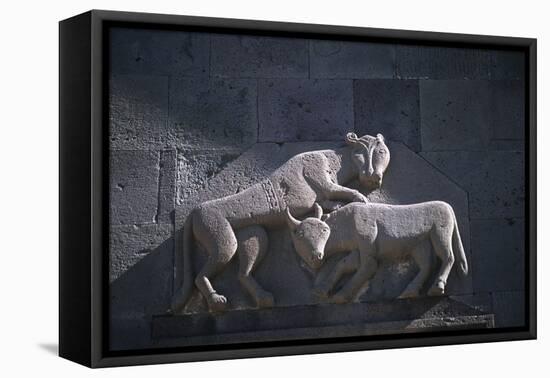Armenia, Kotayk, Geghard, Animal Sculpture at Geghard Monastery-null-Framed Stretched Canvas