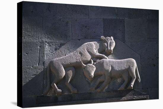 Armenia, Kotayk, Geghard, Animal Sculpture at Geghard Monastery-null-Stretched Canvas