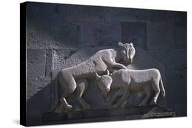 Armenia, Kotayk, Geghard, Animal Sculpture at Geghard Monastery-null-Stretched Canvas