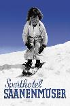 Sporthotel Saanenmoser: Little Girl Skiing-Armin Reiber-Mounted Art Print