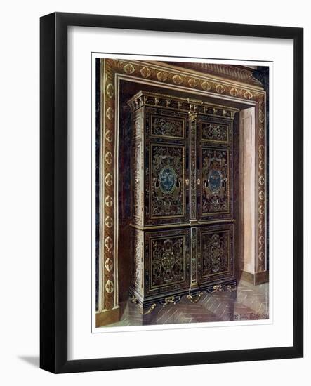 Armoire in Ebony with Inlays of Engraved Brass and White Metal, 1910-Edwin Foley-Framed Giclee Print