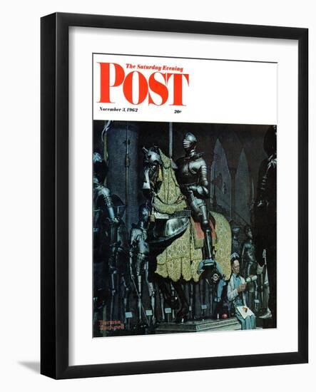 "Armor" Saturday Evening Post Cover, November 3,1962-Norman Rockwell-Framed Giclee Print