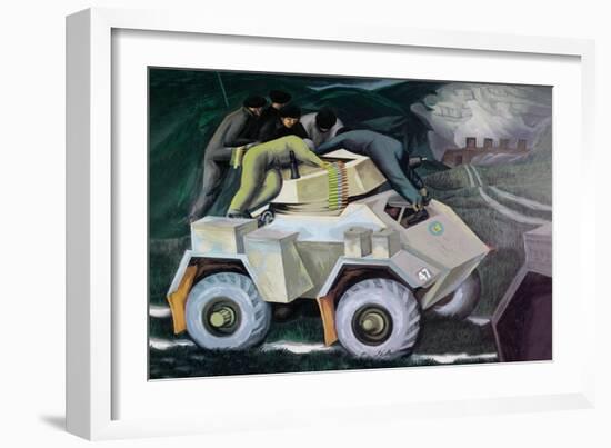 Armored Car in White-null-Framed Premium Giclee Print