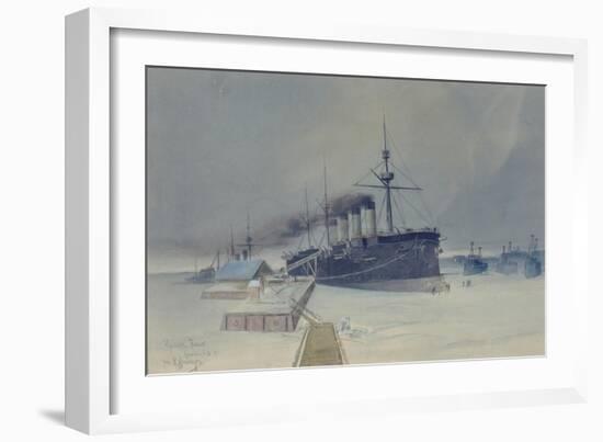 Armored Cruiser Rossia, 1897-Konstantin Vasilyevich Isenberg-Framed Giclee Print